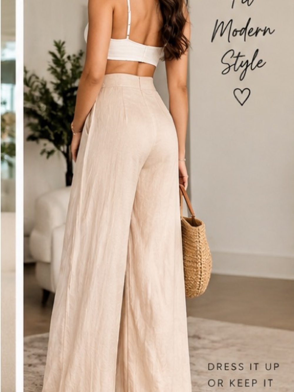 Vgr Girl 100% linen High-Waist Pants in Light Beige Size 8
